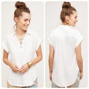 Cloth & Stone Sail Away Lace Up Tee L